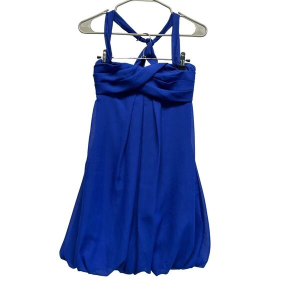As U Wish Royal Blue Halter Bubble Hem Mini Dress Size 0 - Picture 1 of 10